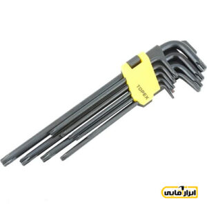 آچار آلن ستاره ای کارتی فوق بلند 9 عددی مشکی تاپکس مدل TP-1003